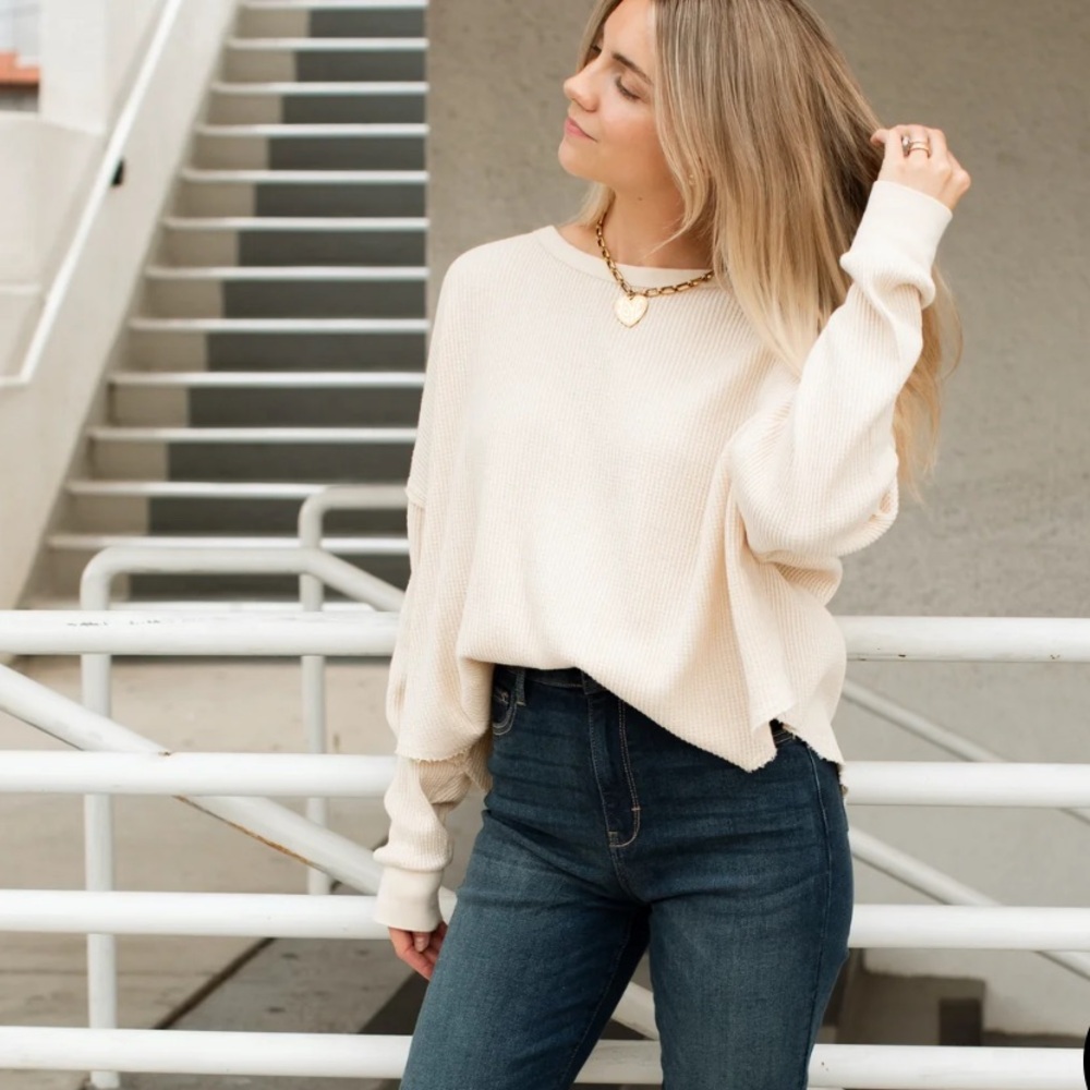 Carly Jean Los Angeles hazel waffle long sleeve size small